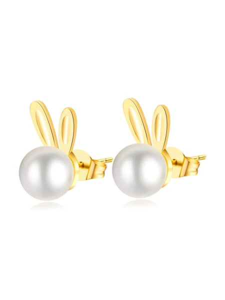 Gold 14k Gold Plated rabbit stud earrings