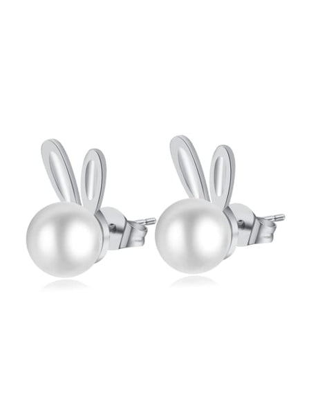 Silver 14k Gold Plated rabbit stud earrings