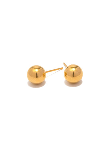 8mm stainless steel 18k gold plated round stud earrings