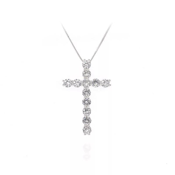 Stainless Steel 18k gold plated silver with clear cz zircon crystal cross pendant