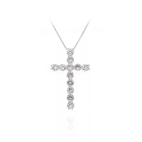 Stainless Steel 18k gold plated silver with clear cz zircon crystal cross pendant