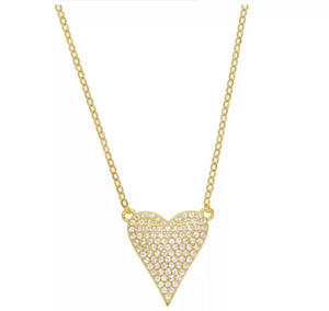 gold micro pave zirconia heart necklace