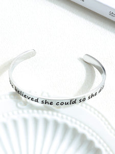 Titanium "She Believed She Could..." Plated Bangle - Sweet Dvash