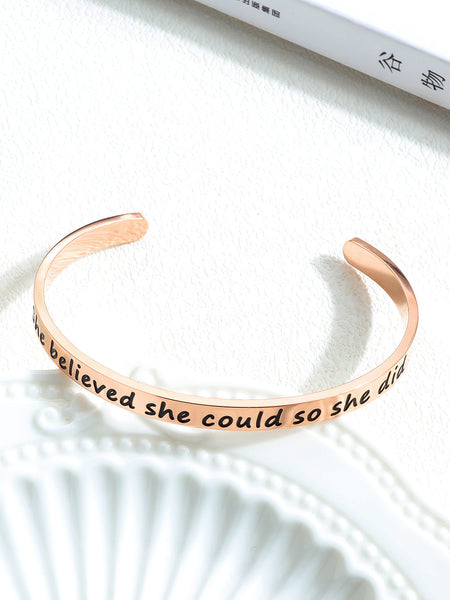 Titanium "She Believed She Could..." Plated Bangle - Sweet Dvash