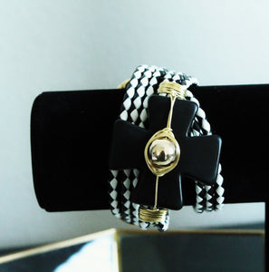 Black Cross Wrap Bracelet By Luz Jewelry - Sweet Dvash