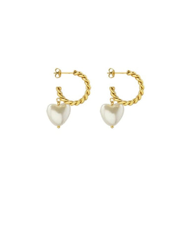 Titanium Steel Pearl Heart Earrings