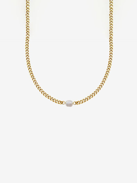 14k gold plated choker with imitation pearl. 