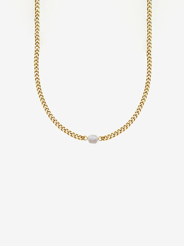 14k gold plated choker with imitation pearl. 