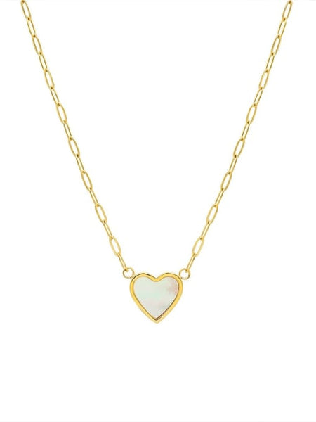 Chunky Chain Titanium 316L 18k Gold Planted Stainless Steel E-coated Waterproof Heart Shell Pendant