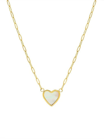 Chunky Chain Titanium 316L 18k Gold Planted Stainless Steel E-coated Waterproof Heart Shell Pendant