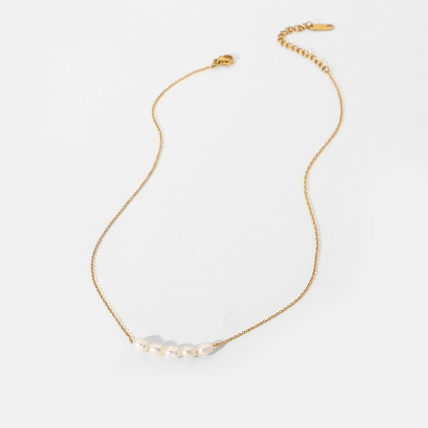 18K Gold Plated Stainless Steel Pearl Necklace