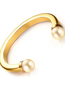 18k Gold Plated Pearls stainless steel bangle