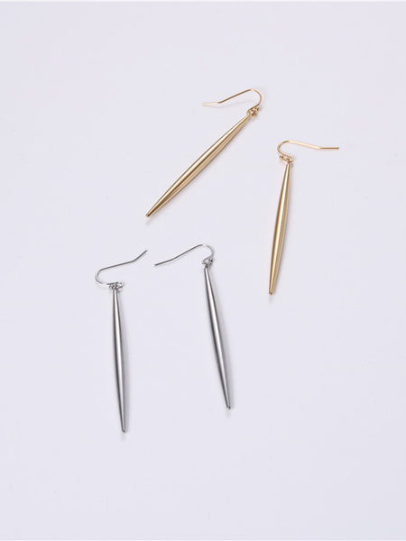 Titanium Long Strip in silver or gold earrings 