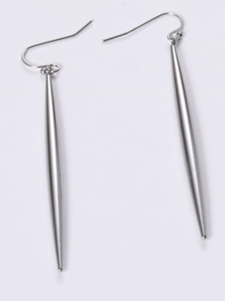 Titanium Gold Plated Long Strip in silver earrings 