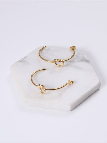 Stainless Steel 18k Gold Plated Knot hoops