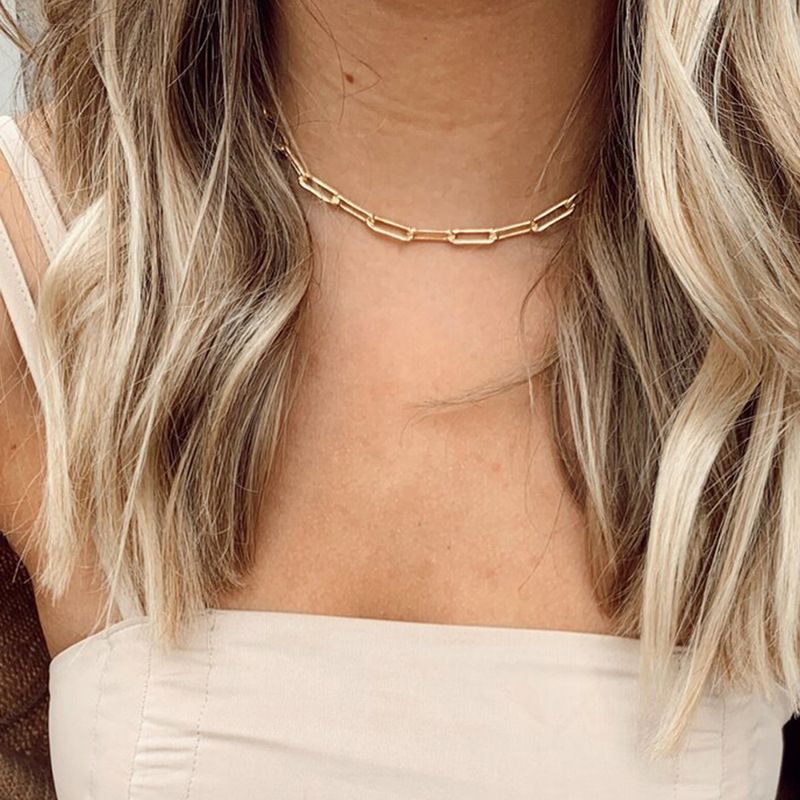 Paperclip choker/clavicle Titanium Steel 14k plated - Sweet Dvash