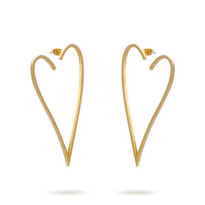 oversized heart stainless steel 18k gold plated earrings