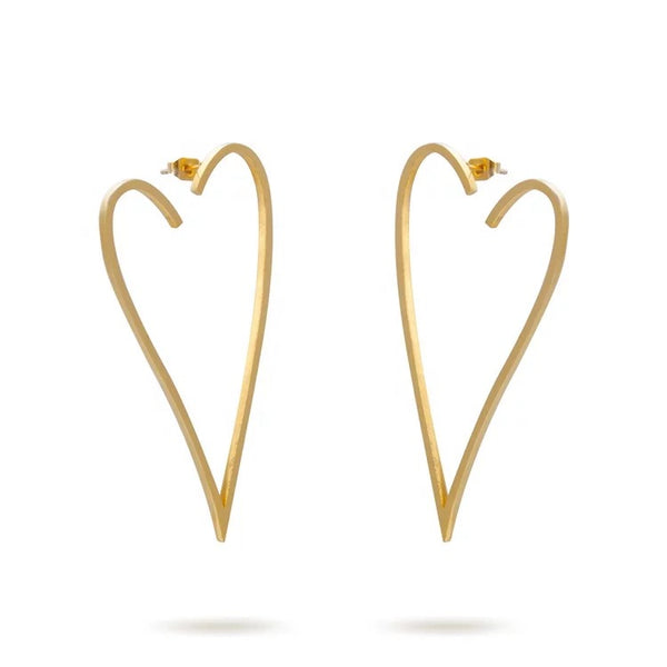 oversized heart stainless steel 18k gold plated earrings