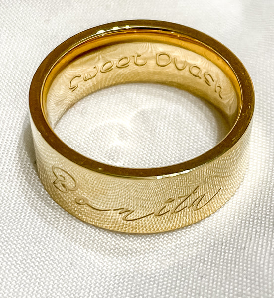 8mm gold filled ring with Bonita engraved